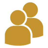 Two golden person icons overlapping on a white background.